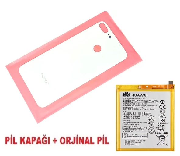 Tkgz Honor 9 Lite Arka Pil Batarya Kapağı + PİL (CAM) BEYAZ ürün görseli 1