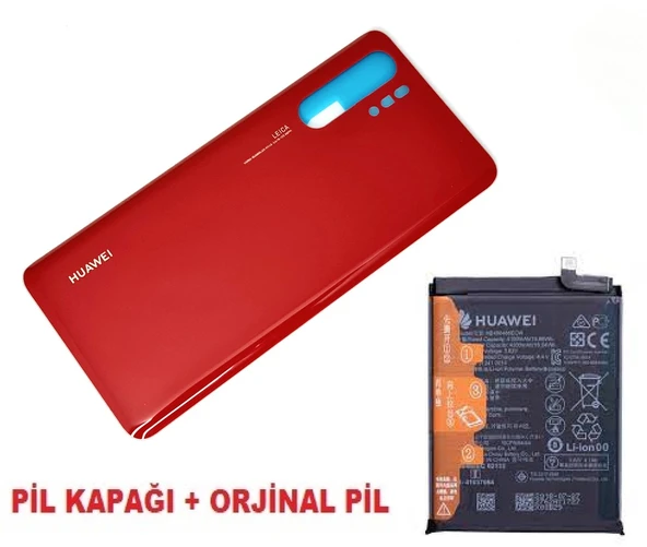 Tkgz - P30 PRO Arka Kapak Batarya Pil Kapağı + PİL (CAM) KIRMIZI ürün görseli 1