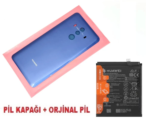 Tkgz - Mate 10 Pro Arka Pil Batarya Kapağı + PİL (CAM) MAVİ ürün görseli 1