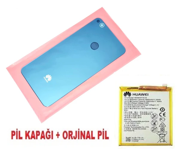 Tkgz - P9 Lite 2017 Arka Pil Batarya Kapağı + PİL (CAM) MAVİ ürün görseli 1