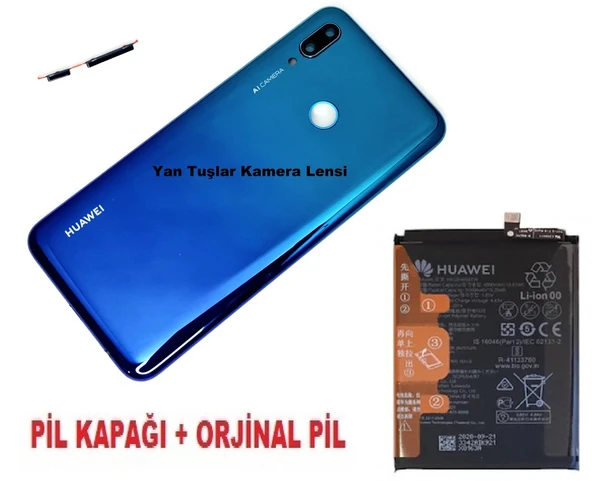 Tkgz - P Smart 2019 Kasa Arka Pil Kapağı + PİL MAVİ ürün görseli 1