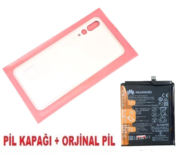 Tkgz - P20 PRO Arka Pil Batarya Kapağı + PİL (CAM) PEMBE ürün görseli 1
