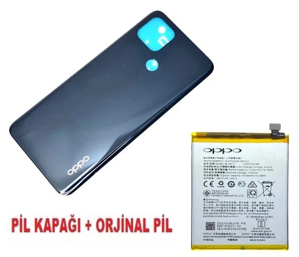 Tkgz Oppo A15 A15S Arka Kapak Batarya Pil Kapağı + PİL SİYAH ürün görseli 1