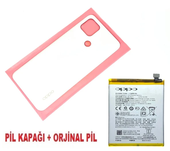 Tkgz Oppo A15 A15S Arka Kapak Batarya Pil Kapağı + PİL BEYAZ ürün görseli 1