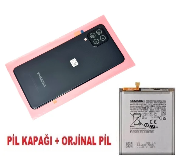 Tkgz Samsung Galaxy A22 (4G) Arka Pil Batarya Kapağı + PİL (Kamera Lensli) SİYAH ürün görseli 1