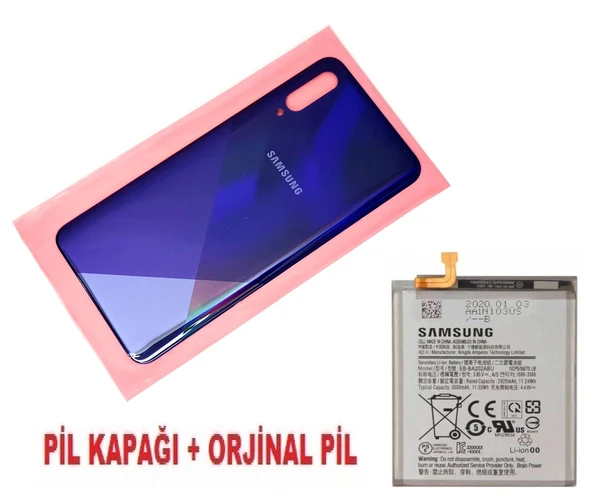 Tkgz Samsung Galaxy A30S A307 Arka Pil Batarya Kapağı + PİL MAVİ ürün görseli 1