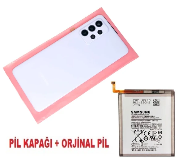 Tkgz Samsung Galaxy A52 A525 Arka Pil Batarya Kapağı + PİL (Kamera Lensli) MAVİ ürün görseli 1