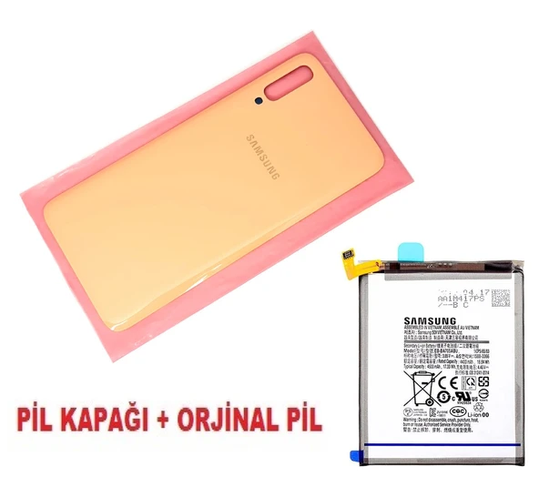 Tkgz Samsung Galaxy A70 A 705 Arka Pil Batarya Kapağı + PİL TURUNCU ürün görseli 1
