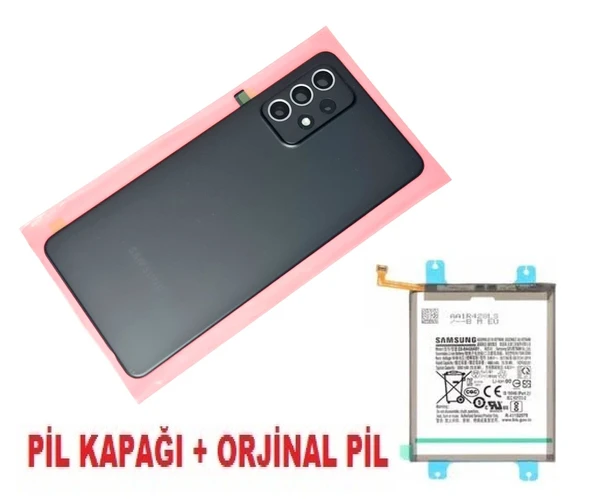 Tkgz Samsung Galaxy A72 A725 Arka Pil Batarya Kapağı + PİL (Kamera Lensli) SİYAH ürün görseli 1