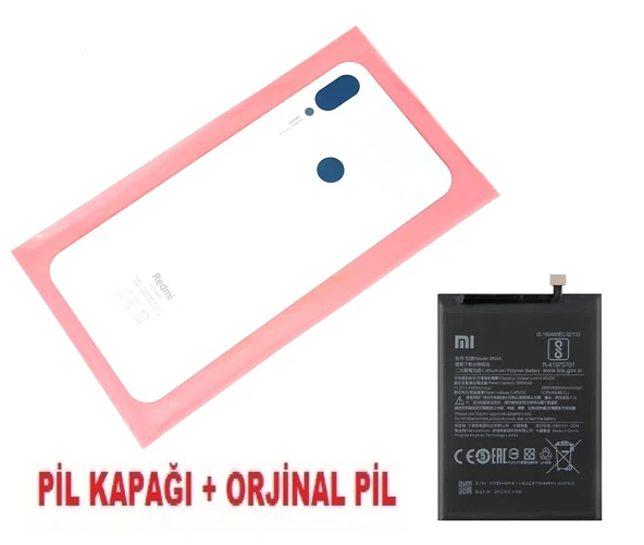 Tkgz Xiaomi Redmi NOTE 7 Arka Pil Batarya Kapağı + PİL (CAM) BEYAZ ürün görseli 1