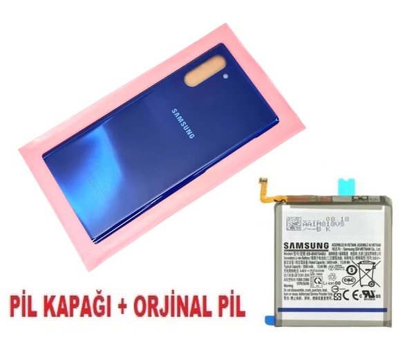 Tkgz Samsung Galaxy NOTE 10 Arka Pil Batarya Kapağı + PİL (CAM) MAVİ ürün görseli 1