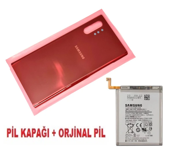 Tkgz Samsung Galaxy NOTE 10 PLUS Arka Pil Batarya Kapağı + PİL (CAM) KIRMIZI ürün görseli 1