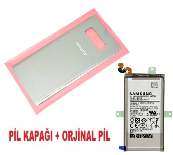 Tkgz Samsung Galaxy NOTE 8 Arka Pil Batarya Kapağı + PİL (CAM) GRİ ürün görseli 1