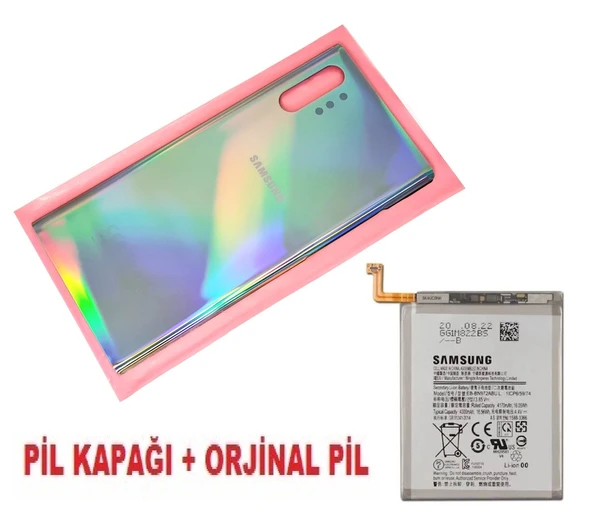 Tkgz Samsung Galaxy NOTE 10 PLUS Arka Pil Batarya Kapağı + PİL (CAM) GRİ ürün görseli 1