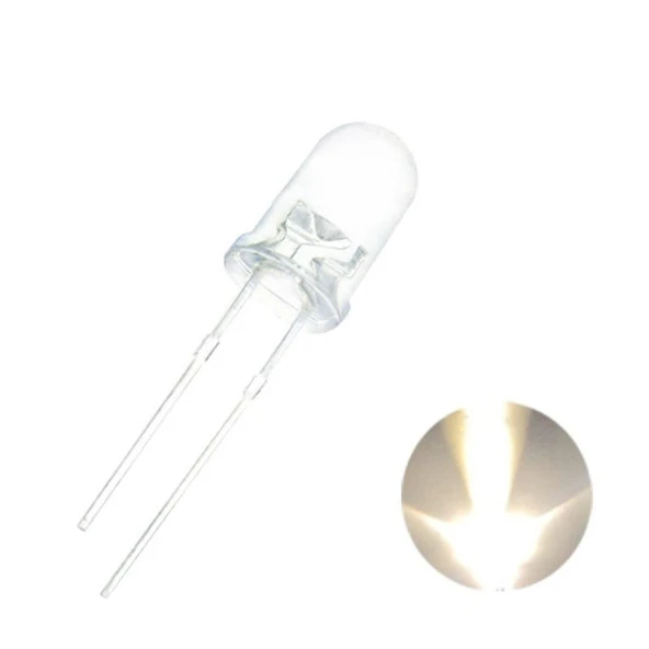 5mm Şeffaf Beyaz Led Paketi - 100 Adet - Resim 2