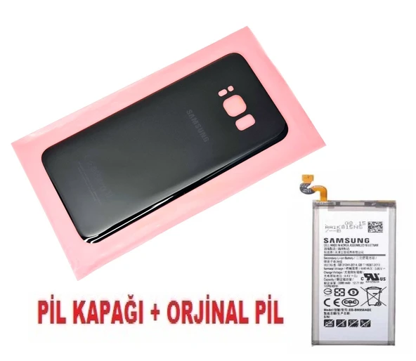 Tkgz Samsung Galaxy S8 Arka Pil Batarya Kapağı + PİL (CAM) SİYAH ürün görseli 1