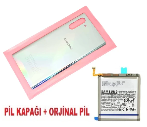 Tkgz Samsung Galaxy NOTE 10 Arka Pil Batarya Kapağı + PİL (CAM) GRİ ürün görseli 1