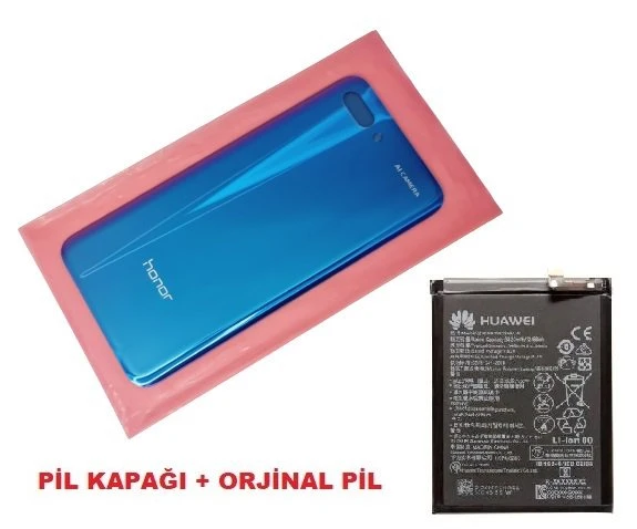 Tkgz Honor 10 Arka Pil Batarya Kapağı + PİL (CAM) MAVİ ürün görseli 1