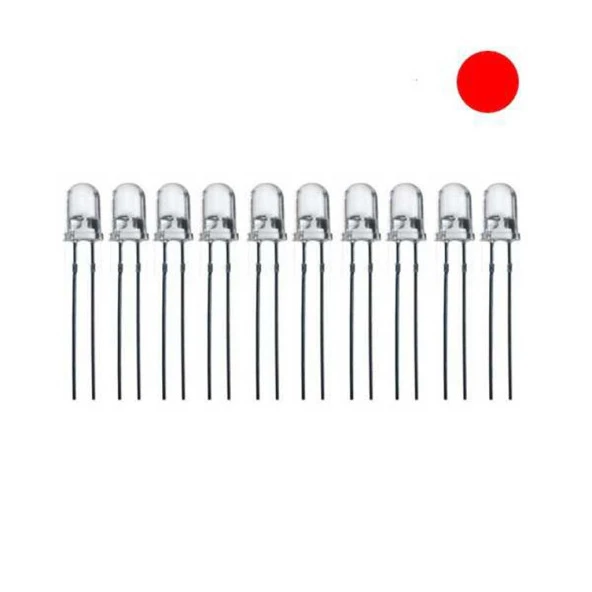 5mm Şeffaf Kırmızı Led Paketi - 100 Adet ürün görseli 1