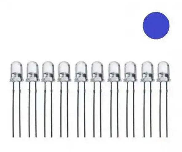 5mm Şeffaf Mavi Led Paketi - 10 Adet ürün görseli 1