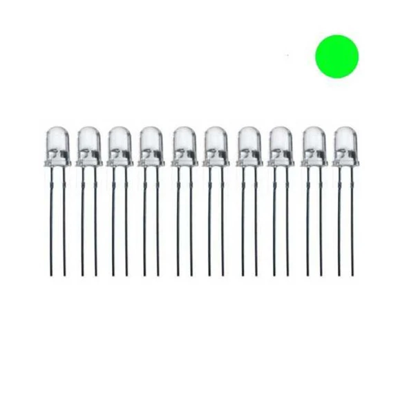 5mm Şeffaf Yeşil Led Paketi - 100 Adet ürün görseli 1