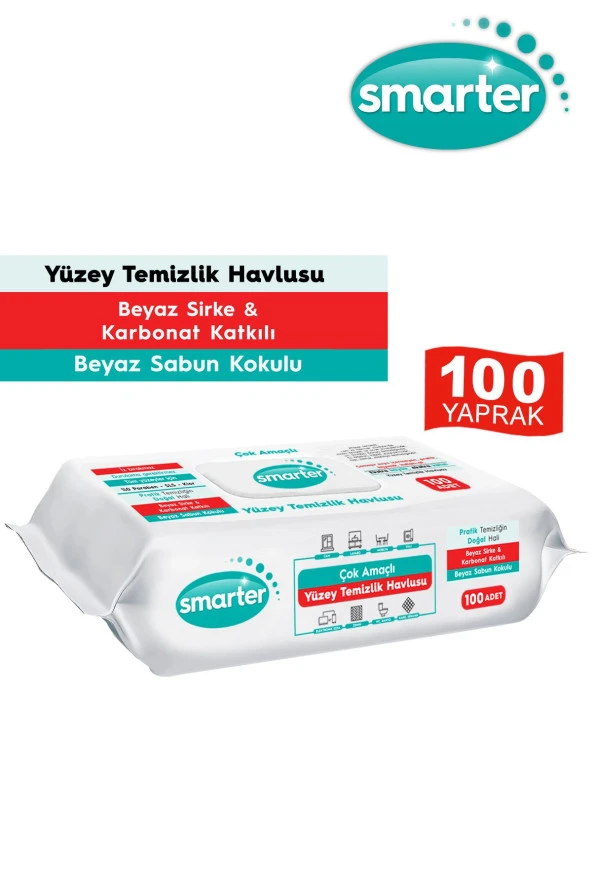 SMARTER YÜZEY TEMİZLİK HAVLUSU BEZİ BEYAZ SABUN KOKULU VE KARBONAT KATKILI ürün görseli 1
