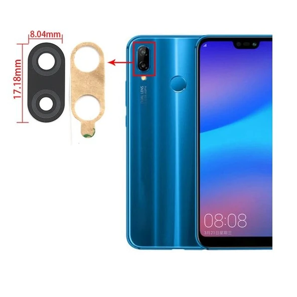 Tkgz - P20 Lite Arka Kamera Camı Lens Yapışkanlı ürün görseli 1