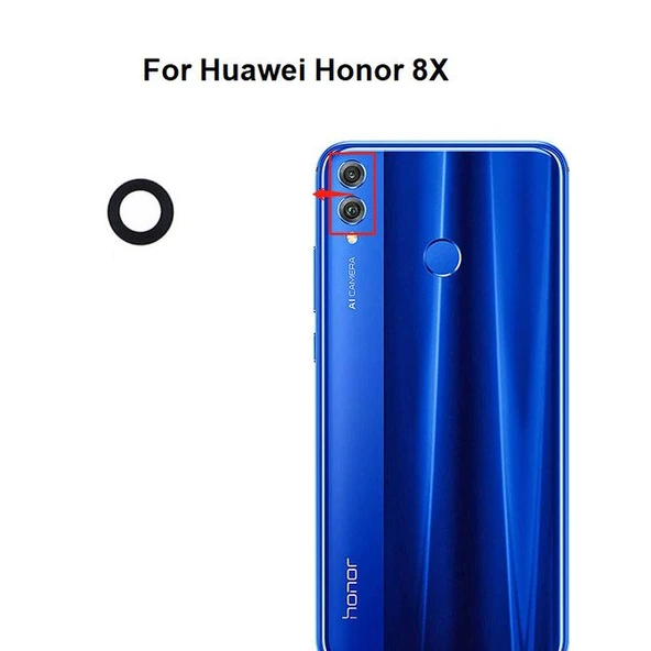 Tkgz Honor 8X Arka Kamera Camı Lens Yapışkanlı ürün görseli 1