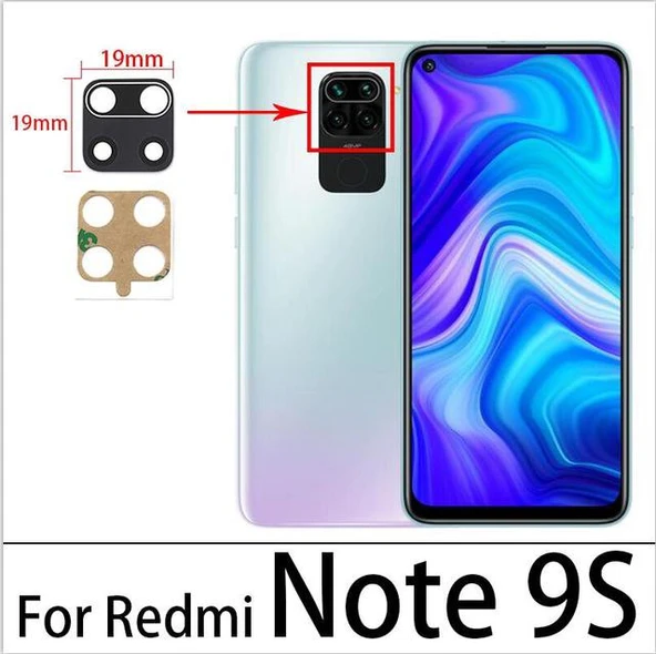Xiaomi Redmi NOTE 9S Arka Kamera Camı Lens Yapışkanlı ürün görseli 1