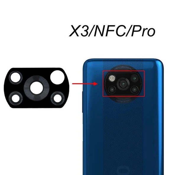 Xiaomi POCOPHONE X3 PRO Arka Kamera Camı Lens Yapışkanlı ürün görseli 1