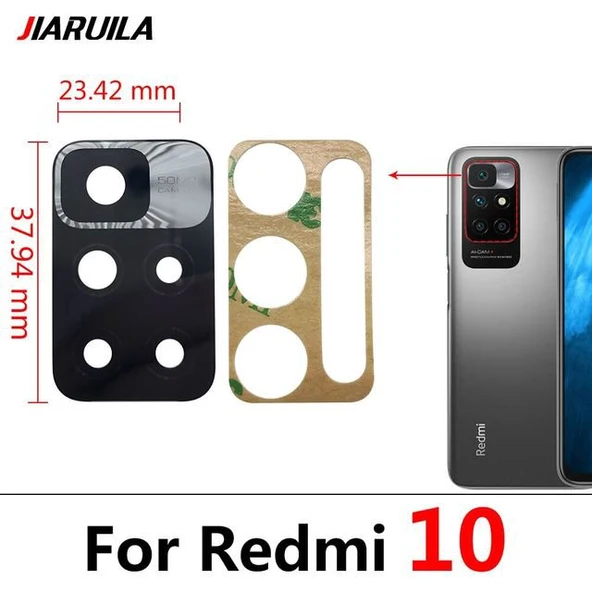 Xiaomi Redmi 10 Arka Kamera Camı Lens Yapışkanlı ürün görseli 1