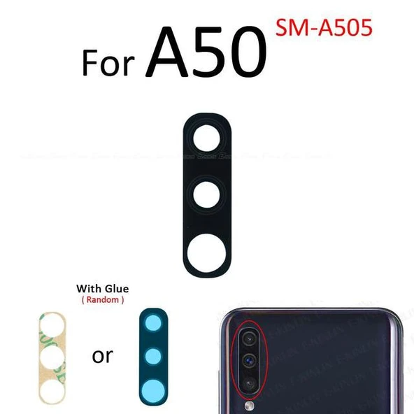 Samsung Galaxy A50 Arka Kamera Camı Lens Yapışkanlı ürün görseli 1