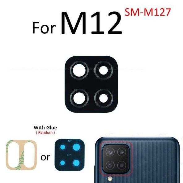 Samsung Galaxy M12 Arka Kamera Camı Lens Yapışkanlı ürün görseli 1