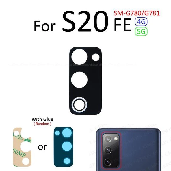 Samsung Galaxy S20 FE Arka Kamera Camı Lens Yapışkanlı ürün görseli 1