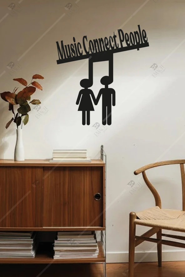 Music Connects People Yazılı Ahşap Duvar Dekoru Tablo ürün görseli 1
