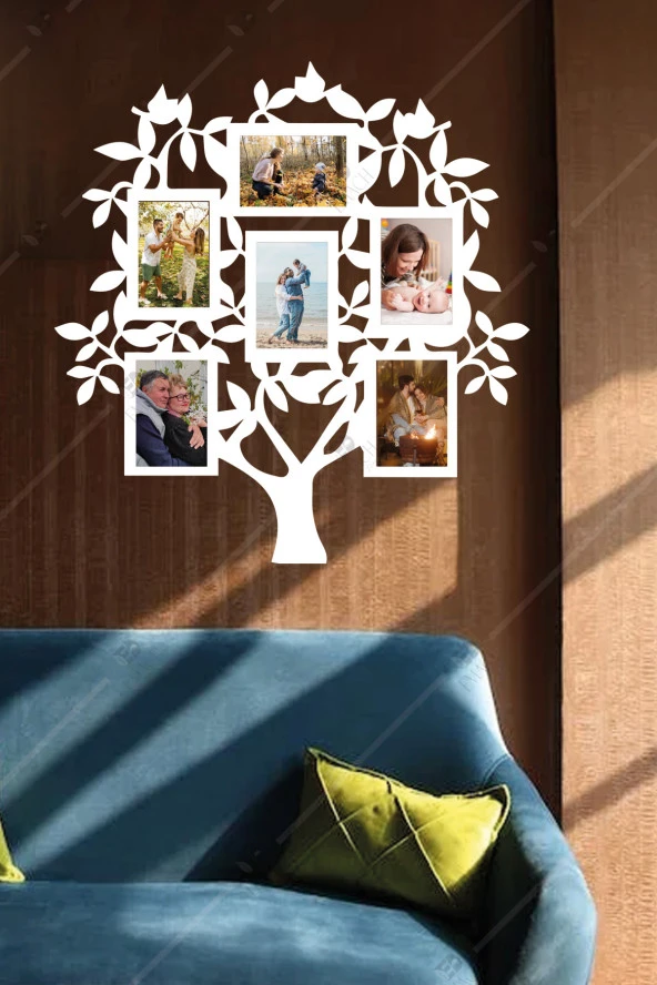 Ahşap Aile Ağacı Duvar Panosu - 6 Fotoğraflı ürün görseli 1