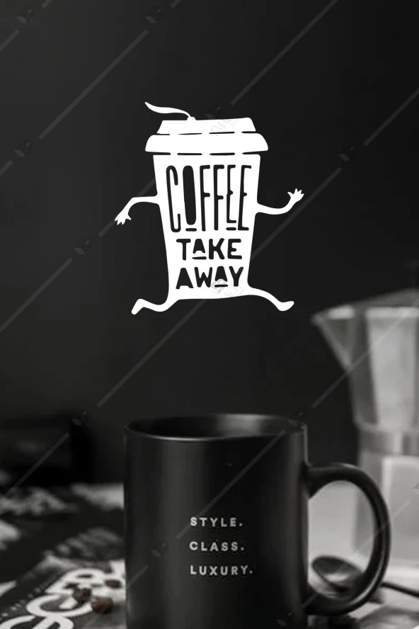 Coffee Take Away Kahve Temalı Duvar Dekorasyonu Ahşap ürün görseli 1
