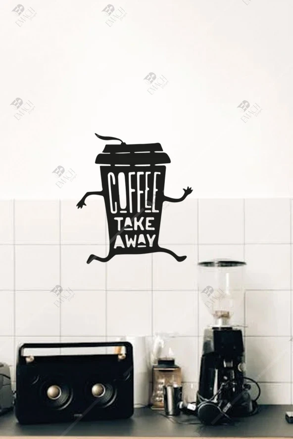 Coffee Take Away Kahve Temalı Duvar Dekorasyonu Ahşap ürün görseli 1
