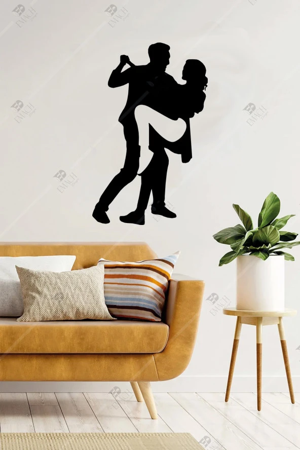 Ahşap Love Tango Dans Eden Çift Duvar Dekoru - Kolay Montaj - 30x20 Cm ürün görseli 1