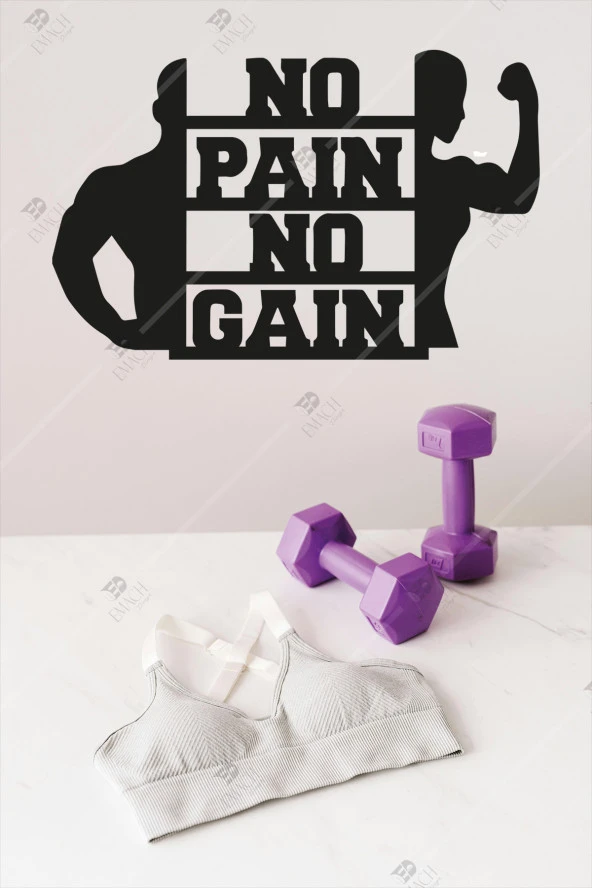 No Pain No Gain Fitness Inspirational Ahşap Duvar Dekoru - 3 Mm Mdf - Kolay Montaj ürün görseli 1