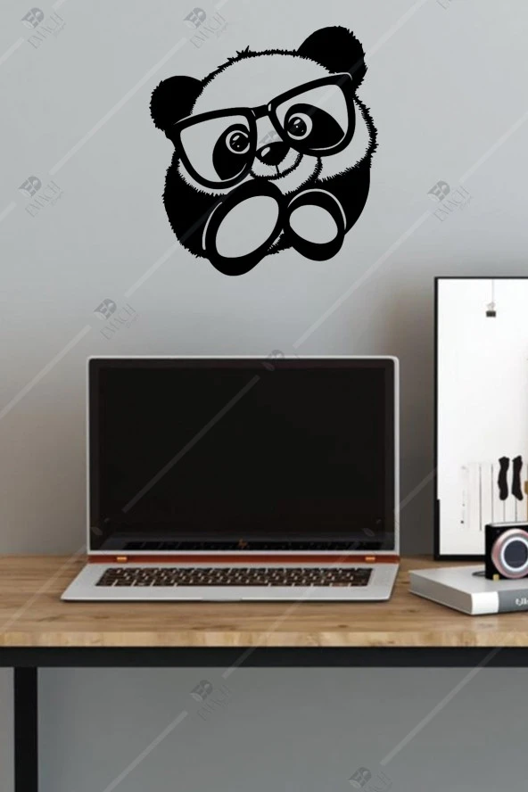 Gözlüklü Panda Ahşap Duvar Dekorasyonu Tablosu ürün görseli 1