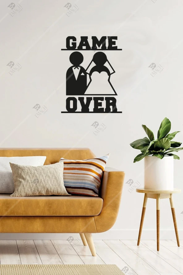 Game Over Evli Çift Ahşap Duvar Dekorasyonu Tablosu ürün görseli 1