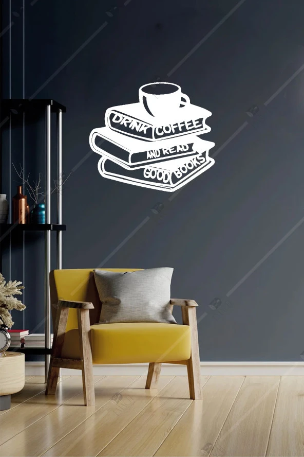 Coffee And Book Lovers Ahşap Duvar Dekorasyonu Tablosu ürün görseli 1