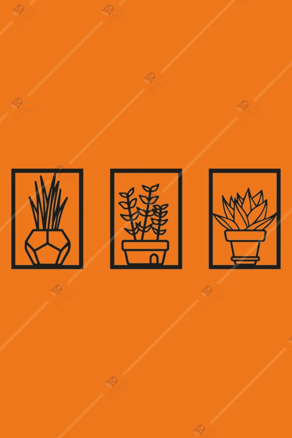 3 Lü Çiçek Set Duvar Dekorasyonu Ahşap Tablo - Resim 3