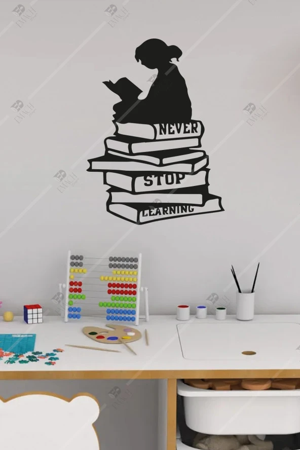 Never Stop Learning Duvar Dekor Hediyelik Eşya Ahşap Tablo ürün görseli 1