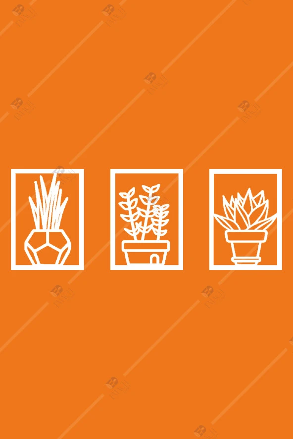 3 Lü Çiçek Set Duvar Dekorasyonu Ahşap Tablo - Resim 3