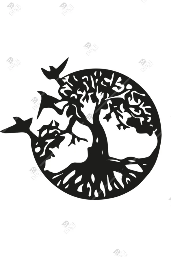Kuş Ve Ağaç Temalı Ahşap Duvar Dekor Tablosu - Resim 2