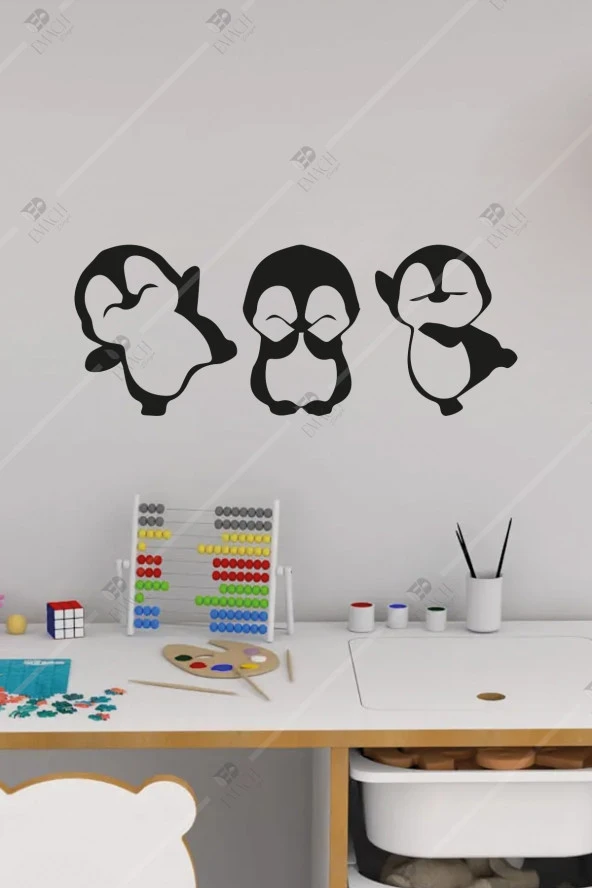 Penguen Çocuk Odası Duvar Dekor Hediyelik Eşya Ahşap Tablo ürün görseli 1