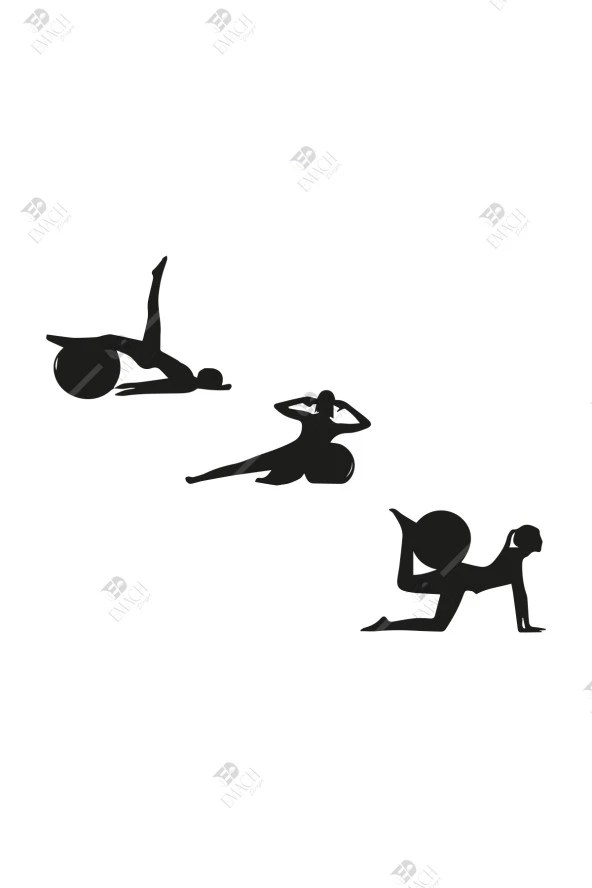 Pilates 3'lü Duvar Dekoru Seti Ahşap Tablo - Resim 2