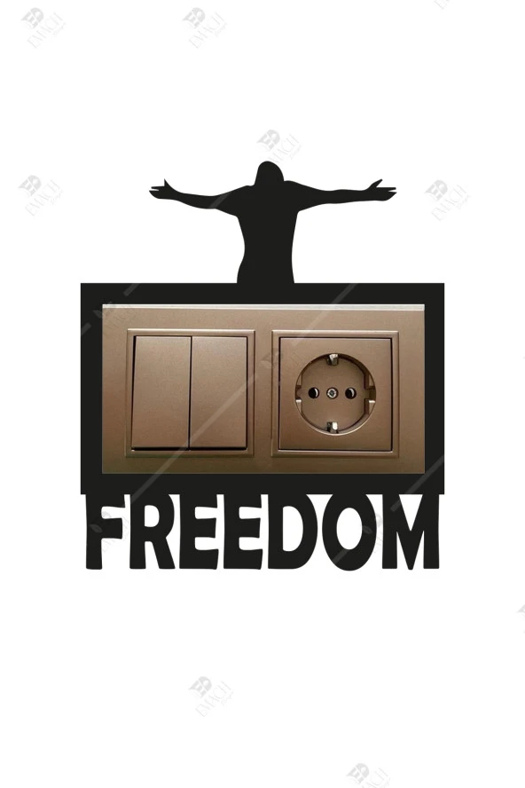 Freedom Temalı Çiftli Priz Çerçevesi Dekorasyon ürün görseli 1